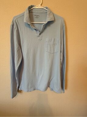 UNTUCKit Mays Polo Shirt Mens Large Blue Long Sleeve Cotton Stretch Casual